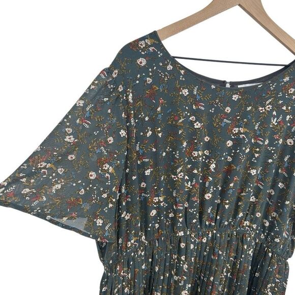Baltic Born Belfast Pleated Midi Dress Womens 3XL Antique Jade Floral Print #h - Picture 3 of 9